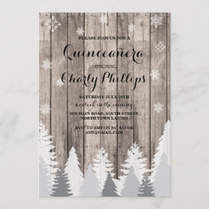 Quinceanera Birthday Party Winter Trees Invite