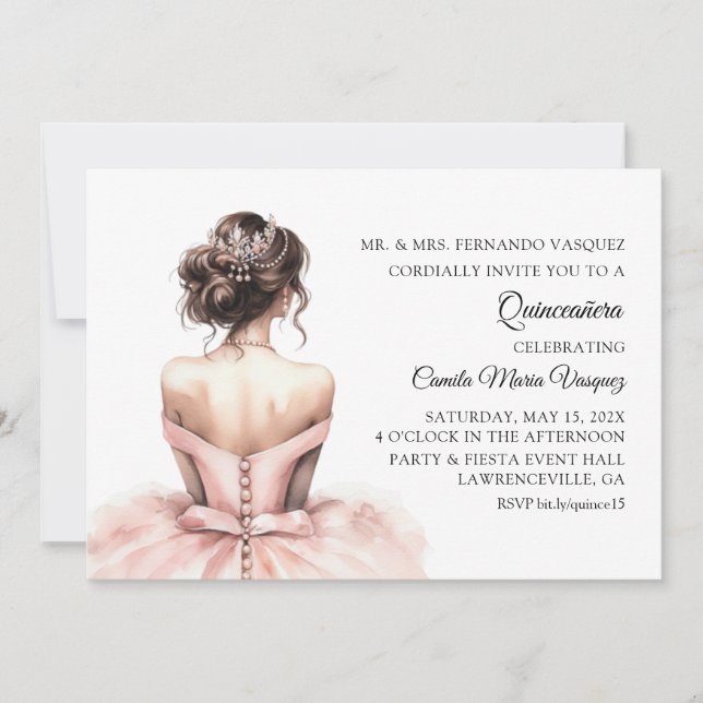 Quinceañera Birthday Pink Princess Invitation (Front)