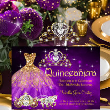 Quinceanera Birthday Purple Dress Tiara Carriage