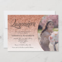 Quinceañera Birthday Rose Gold Glitter Photo