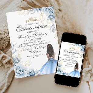 Quinceañera Birthday Royal Blue Girl 15th Birthday Invitation