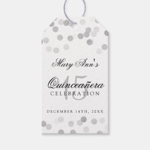 Quinceanera Birthday Silver Foil Glitter Lights Gift Tags