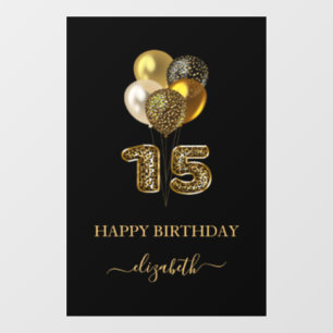 Quinceanera black gold leopard name script