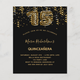 Quinceanera black gold leopard print