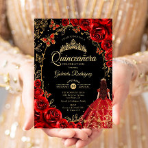Quinceanera Black Red Gold