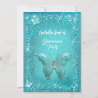 Quinceañera blue 15th birthday turquoise Butterfly