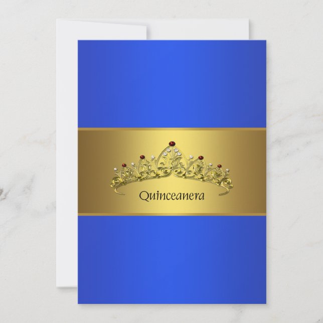 Quinceanera Blue and Gold 15th Birthday Invitation (Front)