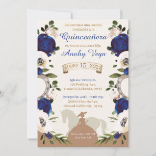 Quinceañera Blue Royal Charra,Charro Western  Save The Date