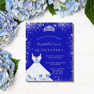Quinceanera blue silver dress tiara invitation