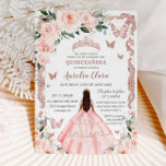 Quinceañera Blush Pink Floral Rose Gold Princess Invitation<br><div class="desc">Personalise this lovely quinceañera invitation with own wording easily and quickly,  simply press the customise it button to further re-arrange and format the style and placement of the text.  Matching items available in store!  (c) The Happy Cat Studio</div>