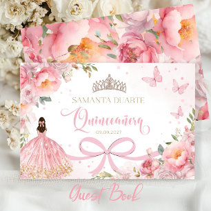 Quinceañera Blush Pink Gold Guest Book