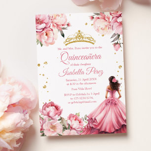 Quinceanera Blush Pink Princess Dress Tiara Invitation