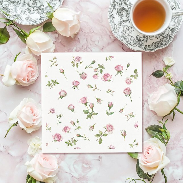 Quinceanera Blush Pink Rose Birthday  Napkin (Creator Uploaded)