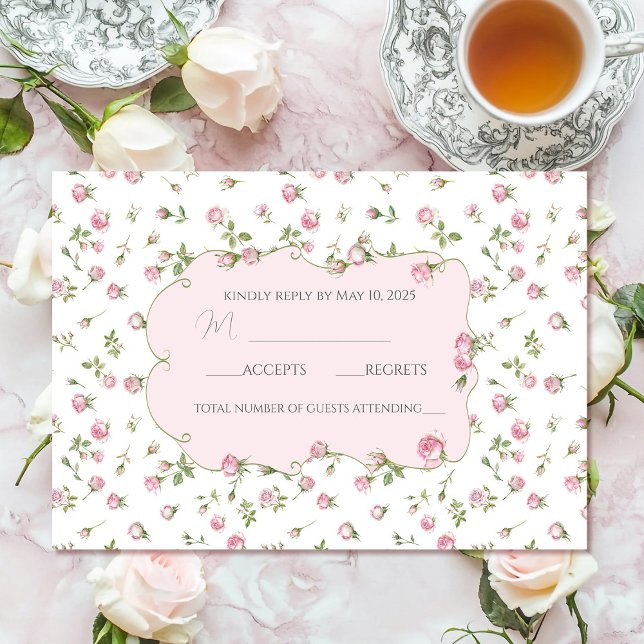 Quinceanera Blush Pink Rose Birthday RSVP Card (Creator Uploaded)