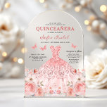 Quinceañera Blush Pink Rose Floral Butterfly Acrylic Invitations<br><div class="desc">Celebrate your special day with the enchanting Quinceañera Blush Pink Rose Floral Butterfly Invitation. Featuring soft blush pink roses and delicate butterflies, this elegant invitation beautifully captures the grace and beauty of a quinceañera. The floral design adds a romantic touch, while the butterflies symbolise transformation and new beginnings. Perfect for...</div>