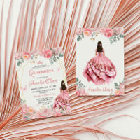 Quinceañera Blush Pink Rose Floral Butterfly Tiara