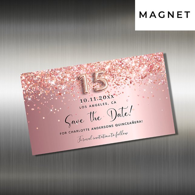 Quinceanera blush pink save the date magnet (Creator Uploaded)