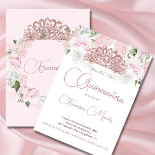 Quinceanera Blush Pink Watercolor Floral   Invitation