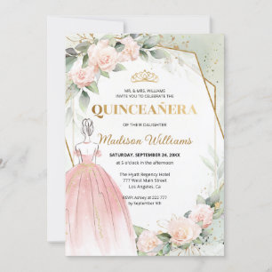 Quinceañera Blush Roses Birthday Invitation