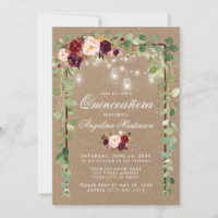 Quinceanera Botanical Floral Wood Frame Kraft
