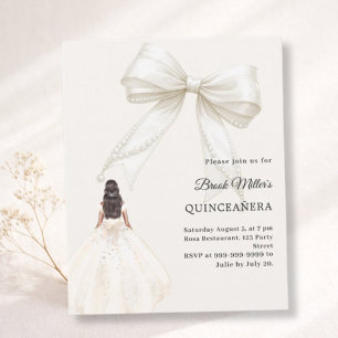 Quinceanera bow ivory dress cream invitation
