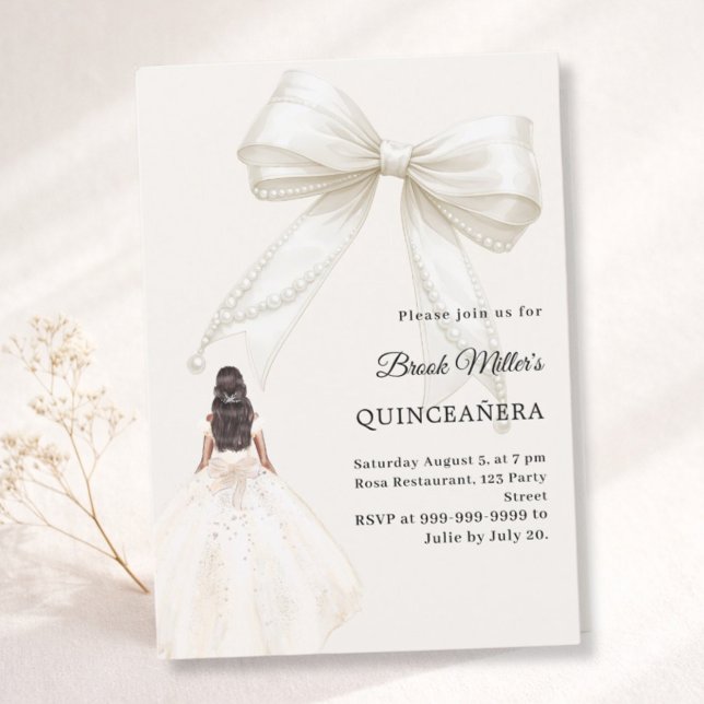 Quinceanera bow ivory dress cream luxury invitation (Creator Uploaded)