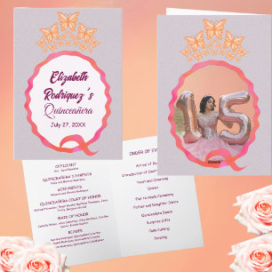 Quinceanera Butterflies Tiara Crown Squiggle Programme