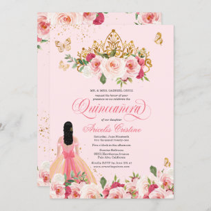 Quinceañera Butterfly Blush Pink Watercolor Floral Invitation