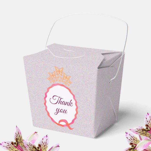 Quinceañera Butterfly Crown Squiggle Thank You Favour Box (Creator Uploaded)