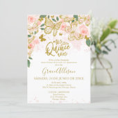 Quinceanera Butterfly Invitation Spanish Wording  (Standing Front)