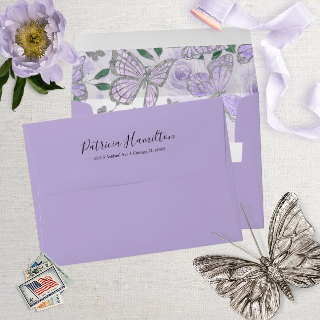 Quinceanera Butterfly Watercolor Flowers Envelope (Creator Uploaded)