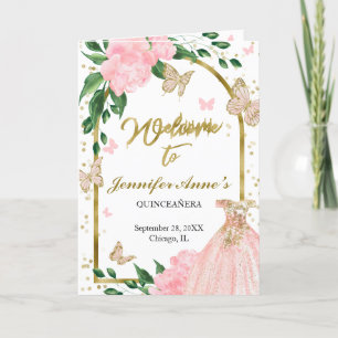 Quinceanera Butterflys Pink Blush Gown Programs Programme