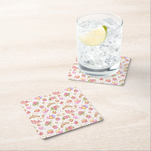 Quinceañera Celebration – Elegant Watercolor Square Paper Coaster