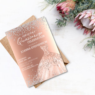 Quinceanera Celebration party Dress Diamonds Invitation