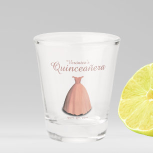 Quinceañera celebration pink dress party shot glass