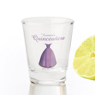 Quinceañera celebration purple dress party shot glass