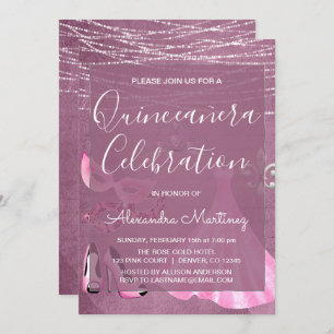 Quinceanera Celebration Purple Masquerade Party Invitation