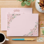 Quinceañera Cherry Blossoms Rose Gold Butterflies Envelope<br><div class="desc">Personalise these pretty cherry blossoms Quinceañera / Sweet 16 birthday envelopes easily and quickly. Simply click the customise it further button to edit the texts, change fonts and fonts colours. Featuring beautiful watercolor cherry blossoms flowers, rose gold butterflies and a rose gold princess crown. Matching items available in store. (c)...</div>