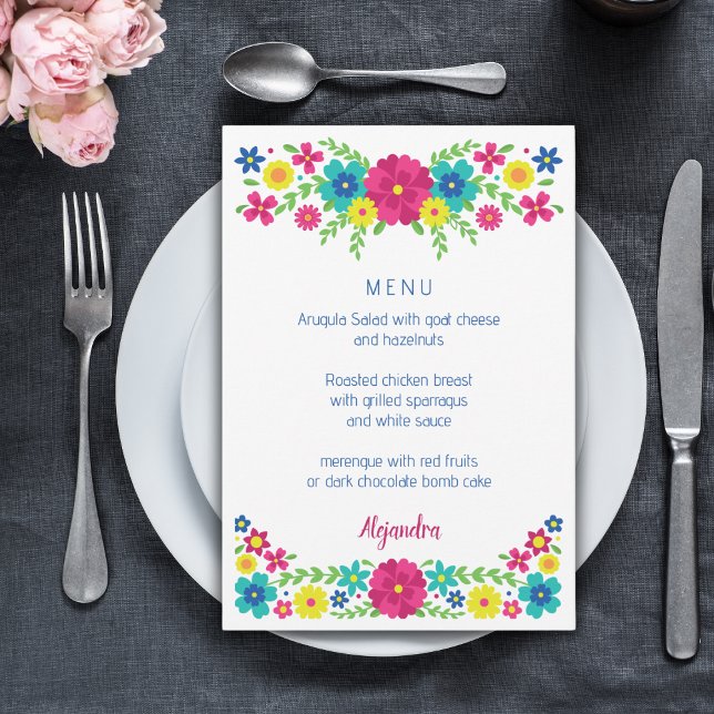 Quinceañera colourful flowers menu (Creator Uploaded)