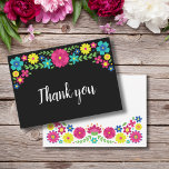 Quinceañera Colourful Mexican flowers thank you Card<br><div class="desc">Colourful Mexican flowers design</div>