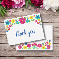 Quinceañera Colourful Mexican flowers thank you