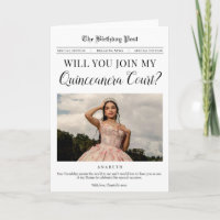 Quinceañera Court Proposal Newspaper Greeting Card
