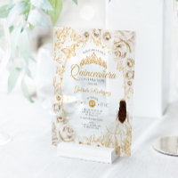 Quinceanera Cream Gold Floral