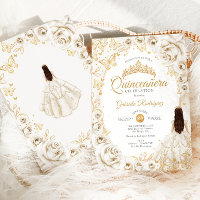Quinceanera Cream Gold Floral