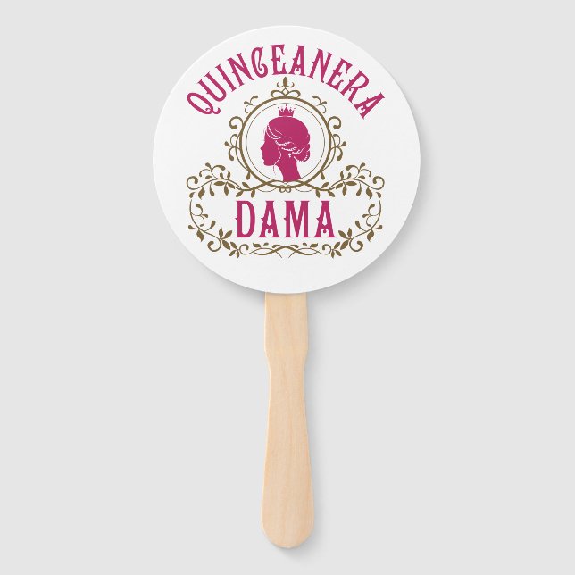 Quinceanera Dama Hand Fan (Front)