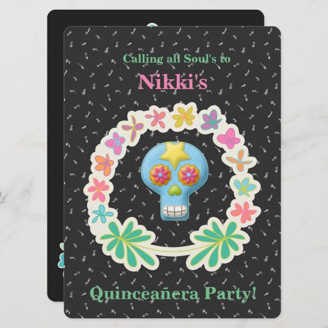 QUINCEANERA DAY OF THE DEAD INVITATION (Front/Back)