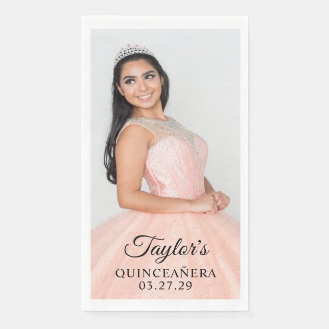Quinceanera Dress Photo Napkin (Front)