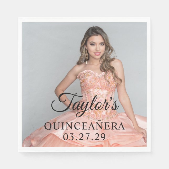 Quinceanera Dress Photo Napkin (Front)