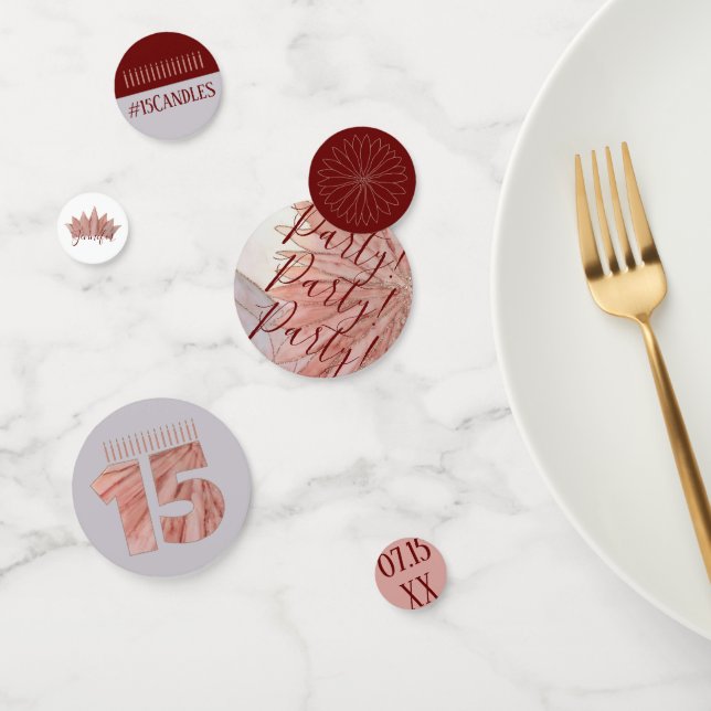 Quinceanera Elegant Pink 15th Birthday Party Confetti (Group)