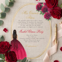 Quinceañera Elegante Borgoña y Dorado